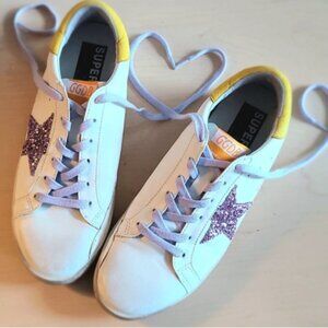 glitter star golden goose Superstar sneakers women 8 pink purple shoes